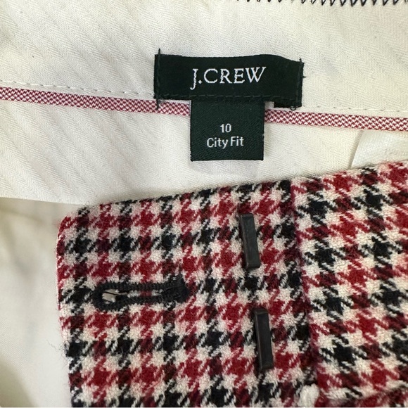 J. Crew Women’s Red, Black Houndstooth 100% Wool Fully Lined City Fit Pants 10 - Picture 7 of 8
